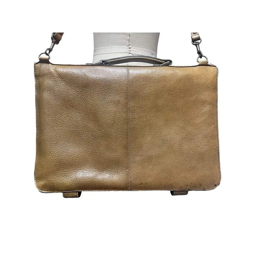 Vtg Weathered Pebbled Leather Portfolio Briefcase Detachable Shoulder Strap